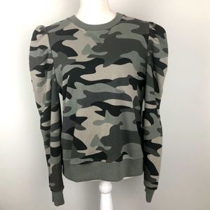 Camouflage puff sleeve sweatshirt